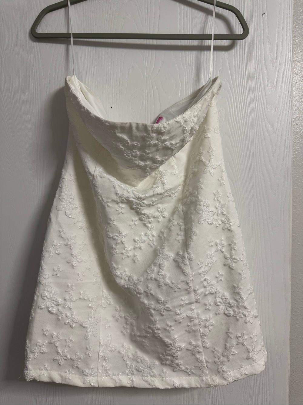 White Lace Strapless A-Line Dress